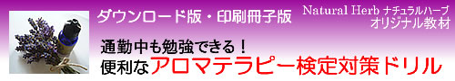 アロマテラピー検定教材「Natural Herb ナチュラルハーブ」アロマテラピー検定教材の販売サイト。「通勤中も勉強できる!便利なアロマテラピー検定対策ドリル」(社)日本アロマ環境協会(AEAJ)1級・2級対応